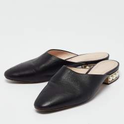 Nicholas Kirkwood Black Leather Casati Flat Mules Size 36