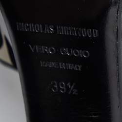 Pre Owned Nicholas Kirkwood White/Black Polka Dot Velvet Platform Pearl Block Heel Ankle Strap Sandals Size 39.5