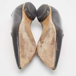 Nicholas Kirkwood Black/White Leather Beya Zigzag Pointed Toe Ballet Flats Size 35