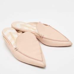 Nicholas Kirkwood Light Pink Leather Beya Pointed Toe Mules Size 35.5