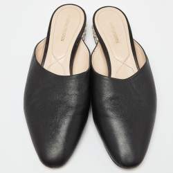 Nicholas Kirkwood Black Leather Casati Pearl Embellished Flat Mules Size 40