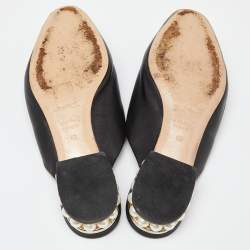 Nicholas Kirkwood Black Leather Casati Pearl Embellished Flat Mules Size 40
