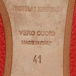 Nicholas Kirkwood Red Leather Beya Pointed Toe Mules Size 41