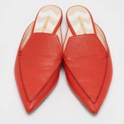 Nicholas Kirkwood Red Leather Beya Pointed Toe Mules Size 41