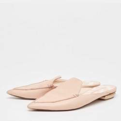 Nicholas Kirkwood Pink Leather Beya Flat Mules Size 41