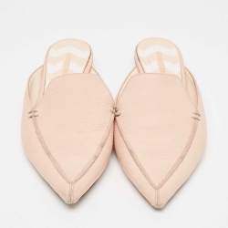 Nicholas Kirkwood Pink Leather Beya Flat Mules Size 41