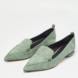 Nicholas Kirkwood Green Suede Slip On Smoking Slippers Size 37