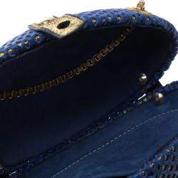 Nicolas Theil Blue and Metallic Gold Leather Mesh Egg Clutch