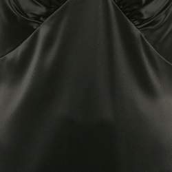 Nicole Bakti Black Satin Embroidery Detail Sleeveless Maxi Dress M