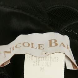 Nicole Bakti Black Satin Embroidery Detail Sleeveless Maxi Dress M