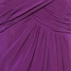 Pre Owned Nicole Miller Purple Silk Pleated Sleeveless Top S