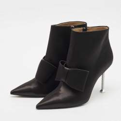 Pre Owned Nicoli Black Satin Jarvis Booties Size 38