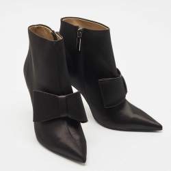 Pre Owned Nicoli Black Satin Jarvis Booties Size 38