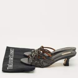 Pre Owned Nicoli Black Snakeskin Embossed Leather Nadege 55 Slide Sandals Size 39