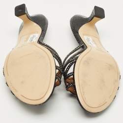 Pre Owned Nicoli Black Snakeskin Embossed Leather Nadege 55 Slide Sandals Size 39