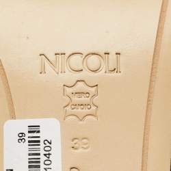 Pre Owned Nicoli Black Snakeskin Embossed Leather Nadege 55 Slide Sandals Size 39