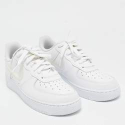 Nike White Leather Air Force 1 Low Top Sneakers Size 39