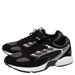 Nike Air Grey/Black Leather And Mesh Ghost Racer Sneakers Size 41