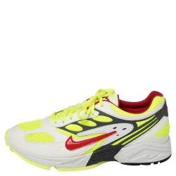 Nike Air White/Neon Green Leather And Mesh Ghost Racer Sneakers Size 42
