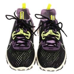 Nike Black/Purple Leather And Fabric React Vision Sneakers Size 43