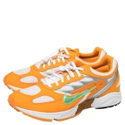 Pre Owned Nike White/Orange Leather And Mesh Air Ghost Racer Size 44.5