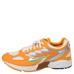 Pre Owned Nike White/Orange Leather And Mesh Air Ghost Racer Size 44.5