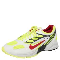 Nike Air White/Neon Green Leather And Mesh Ghost Racer Sneakers Size 46