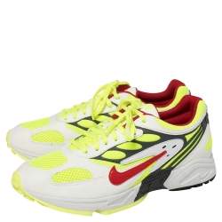 Pre Owned Nike Air White/Neon Green Leather And Mesh Ghost Racer Sneakers Size 46