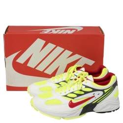Pre Owned Nike Air White/Neon Green Leather And Mesh Ghost Racer Sneakers Size 46