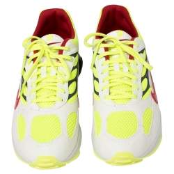 Pre Owned Nike Air White/Neon Green Leather And Mesh Ghost Racer Sneakers Size 46