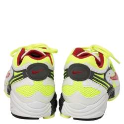 Pre Owned Nike Air White/Neon Green Leather And Mesh Ghost Racer Sneakers Size 46