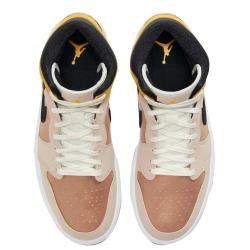 Pre Owned Nike Jordan 1 Mid SE Particle Beige Sneakers Size US 7.5W (EU 38.5)