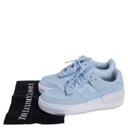 Pre Owned Nike Blue Leather Air Force 1 Shadow Baby Blue Ghost Sneakers Size 37.5