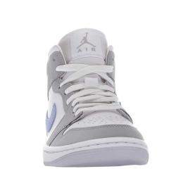 Pre Owned Nike Jordan 1 Mid Wolf Grey Aluminum Sneakers Size US 7.5W (EU 38.5)