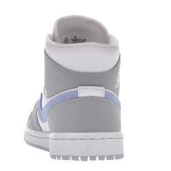 Pre Owned Nike Jordan 1 Mid Wolf Grey Aluminum Sneakers Size US 7.5W (EU 38.5)