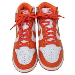 Pre Owned Nike Orange/White Leather Dunk High Syracuse Sneakers Size 40