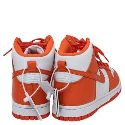 Pre Owned Nike Orange/White Leather Dunk High Syracuse Sneakers Size 40