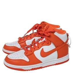 Pre Owned Nike Orange/White Leather Dunk High Syracuse Sneakers Size 40