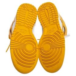 Pre Owned Nike Dark Sulfur/White Leather Dunk High Top Sneakers Size 36.5