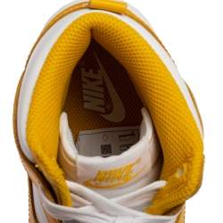 Pre Owned Nike Dark Sulfur/White Leather Dunk High Top Sneakers Size 36.5