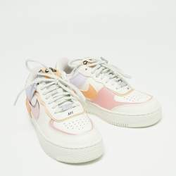 Pre Owned Nike Air Force Multicolor Leather Dunk Low Top Sneakers Size 37.5