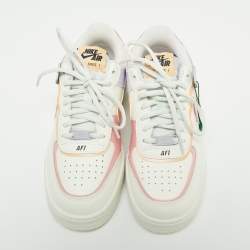 Pre Owned Nike Air Force Multicolor Leather Dunk Low Top Sneakers Size 37.5