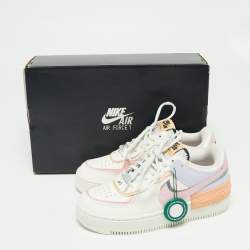 Pre Owned Nike Air Force Multicolor Leather Dunk Low Top Sneakers Size 37.5