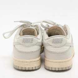 Nike Grey/White Leather "Sail Light Bone" Dunk Low Top Sneakers Size 40