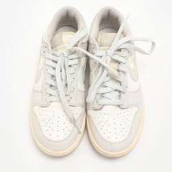 Nike Grey/White Leather "Sail Light Bone" Dunk Low Top Sneakers Size 40