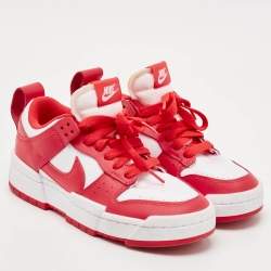 Nike Red/White Leather and Canvas Dunk Low Disrupt Siren Red Sneakers Size 38.5