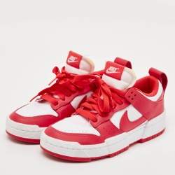 Nike Red/White Leather and Canvas Dunk Low Disrupt Siren Red Sneakers Size 38.5