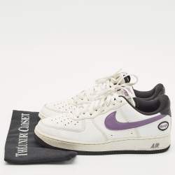 Nike White/Purple Leather Air Force 1 Low Hoops White Canyon Purple Sneakers Size 40.5
