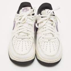 Nike White/Purple Leather Air Force 1 Low Hoops White Canyon Purple Sneakers Size 40.5