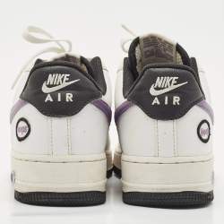 Nike White/Purple Leather Air Force 1 Low Hoops White Canyon Purple Sneakers Size 40.5